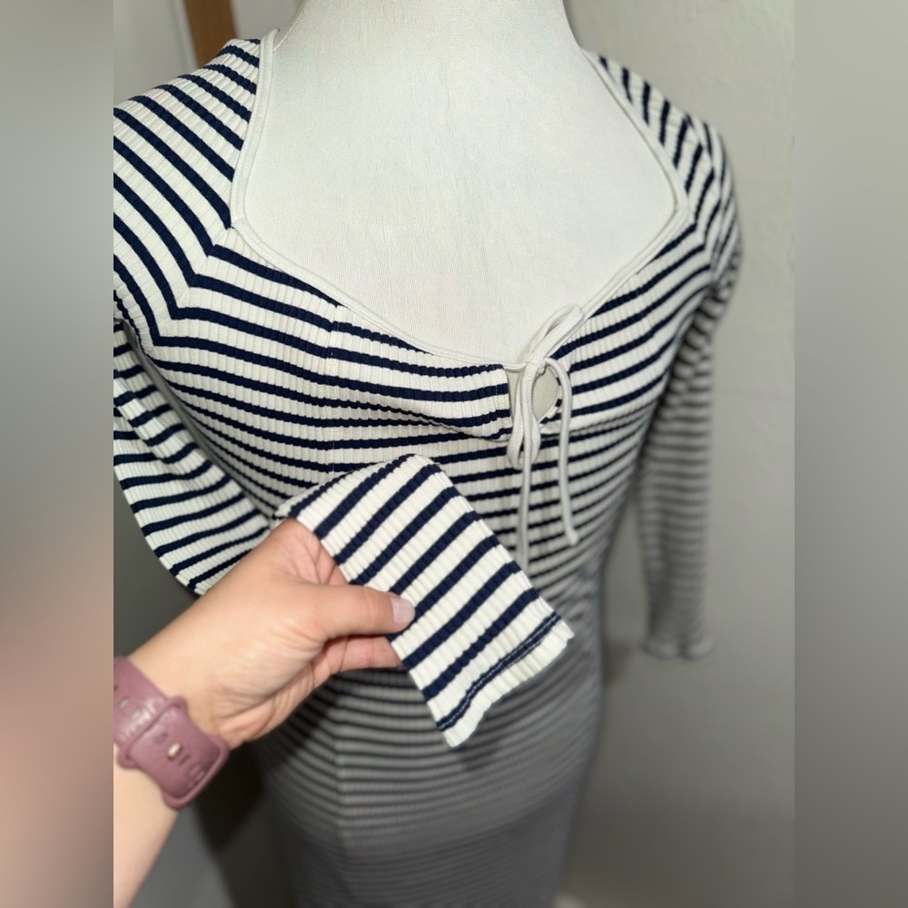 aerie Navy and White Striped Maxi Dress - Picture 4 of 11